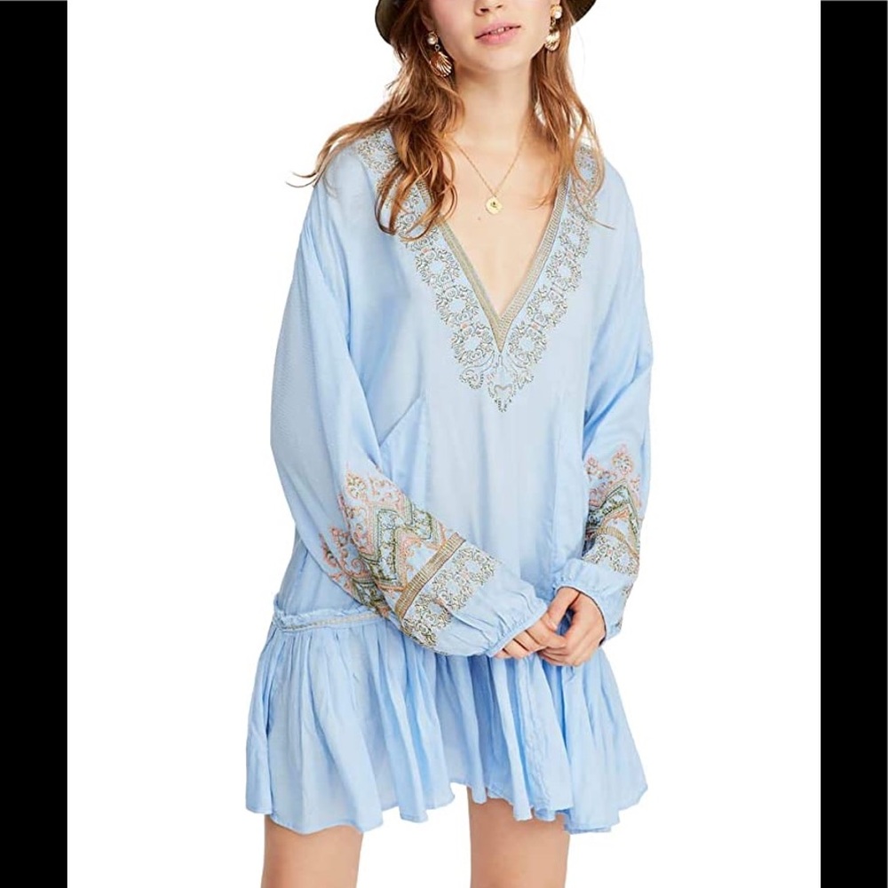 NWT Free People Wild One Embroidered mini dress